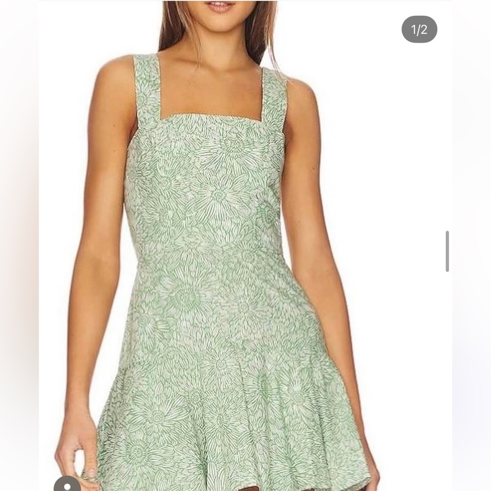Amanda Uprichard Green Floral Mini Dress
